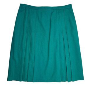 VTG 80s Teal Wool Blend Pleated Skirt Made in USA Old Money Academia 39” Waist